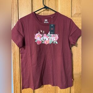 NWT Levi’s Floral Logo Burgundy